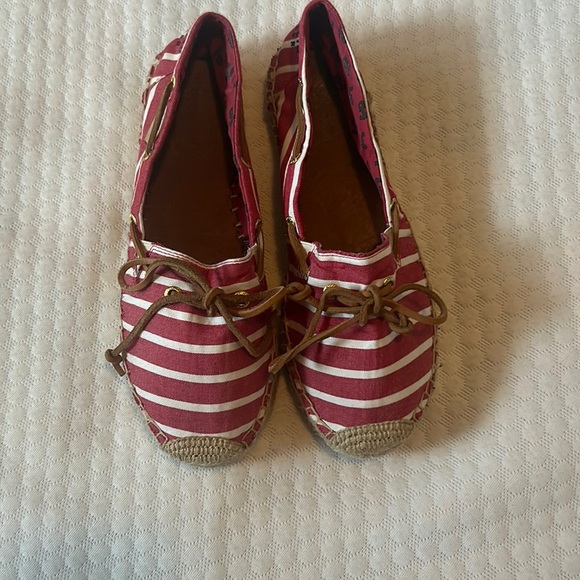Sperry Top Siders Espadrille Flat Red White Striped 8.5 - Picture 1 of 7